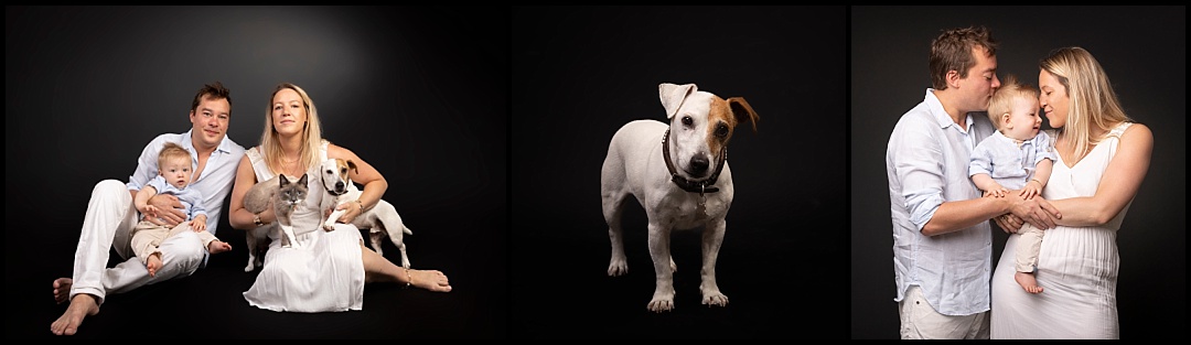 Séance famille au studio photo au Vésinet en avec les animaux de compagnie